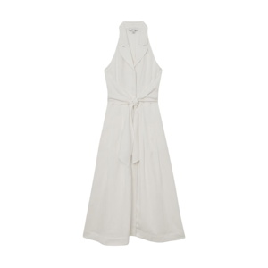 REISS Tor Halterneck Belted Midi Dress with Linen